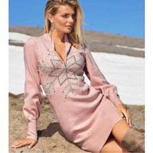 Boston Proper Pink Long Sleeve Dress